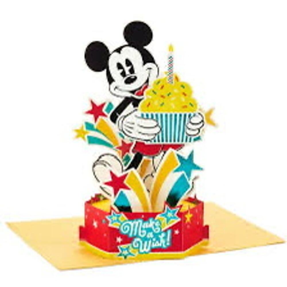 BUNDLE OF 2 Hallmark Disney Mickey Mouse Pop Up Birthday Card 3D “Make a Wish”